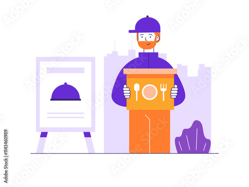 Online food delivery. Online Food illustration. Flat vector illustrations