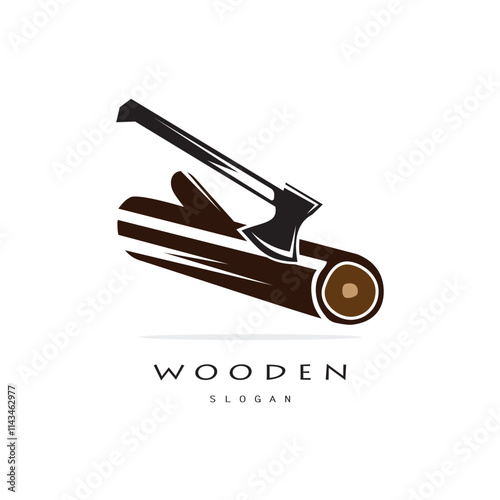 wooden logo design, for construction, wood craftsmen, wood processing company businesses