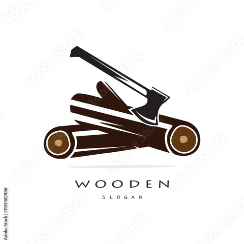 wooden logo design, for construction, wood craftsmen, wood processing company businesses
