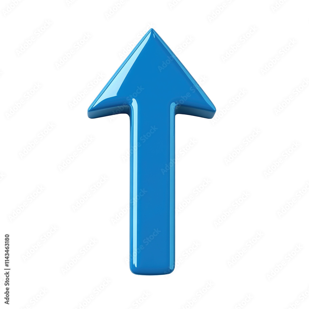 3D arrow pointing up, blue color, isolated on a transparent PNG white background 3D arrow pointing up, blue color, isolated on a transparent PNG white background