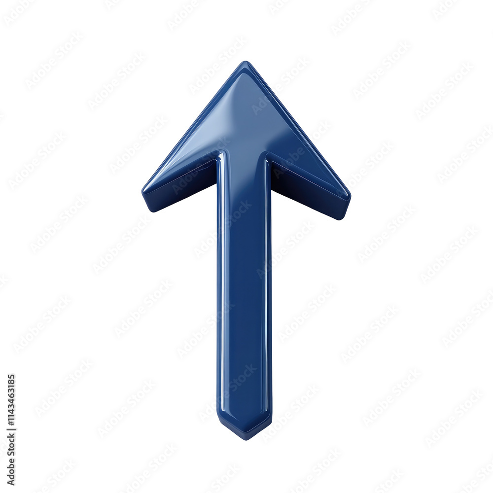3D arrow pointing up, blue color, isolated on a transparent PNG white background 3D arrow pointing up, blue color, isolated on a transparent PNG white background