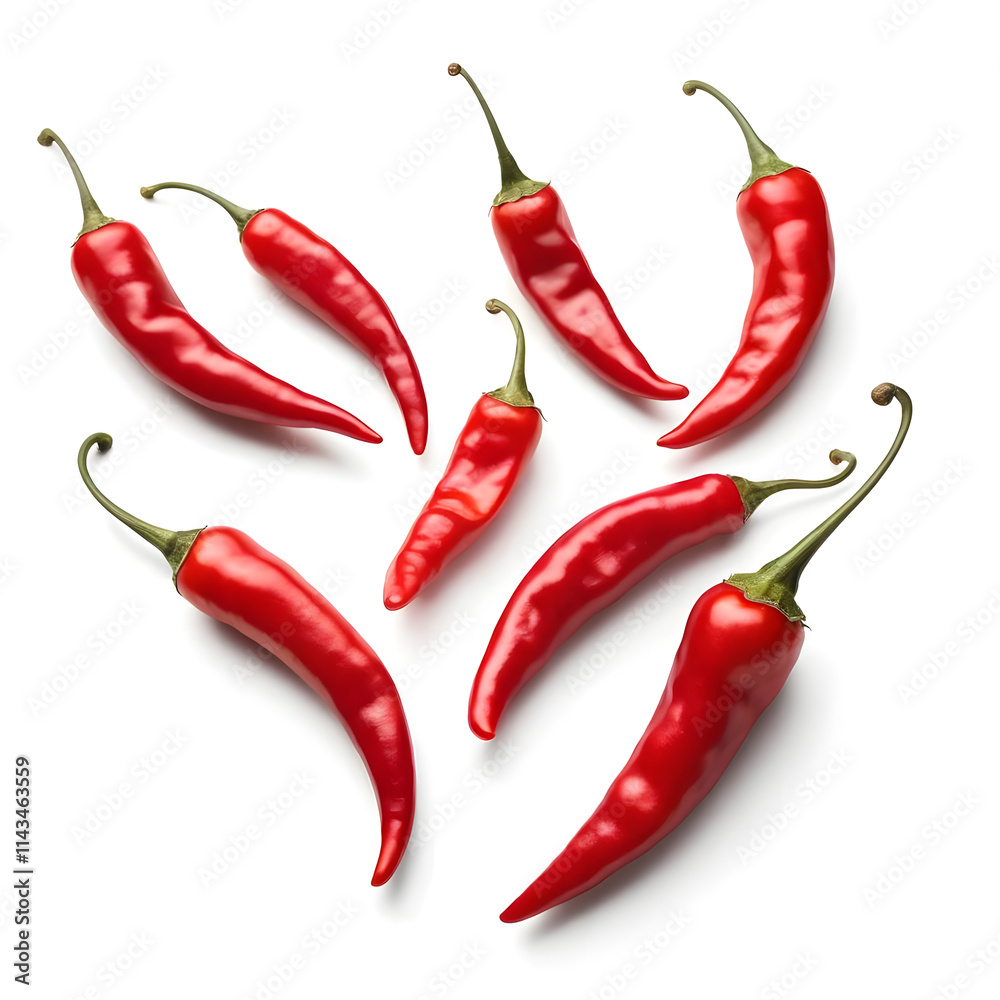 Collection of red chili peppers, isolated on a white background. Collection of red chili peppers, isolated on a white background.