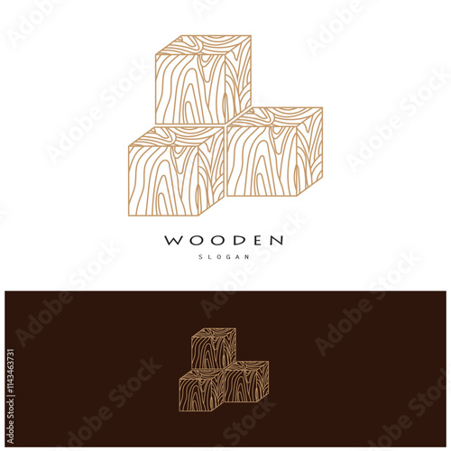 wooden logo design, for construction, wood craftsmen, wood processing company businesses