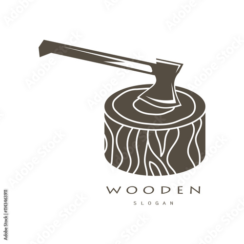 wooden logo design, for construction, wood craftsmen, wood processing company businesses