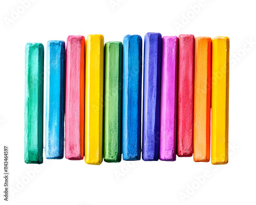 Colorful chalk sticks arranged neatly, Transparent PNG