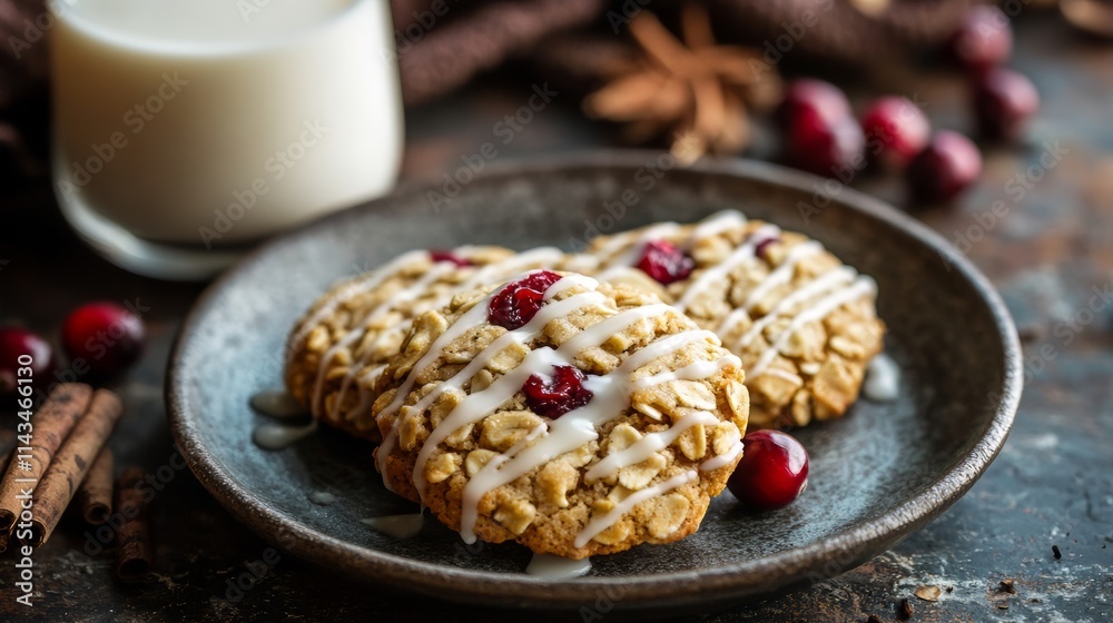 Irresistible Cranberry Oatmeal Cookies with a touch of Glaze