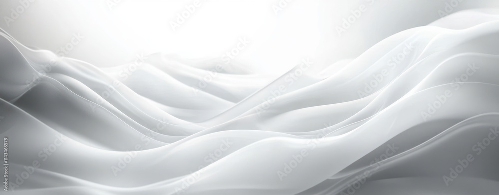 Fototapeta premium Abstract Smooth White Waves Minimalist Design High-Key Lighting Ethereal Atmosphere Digital Art