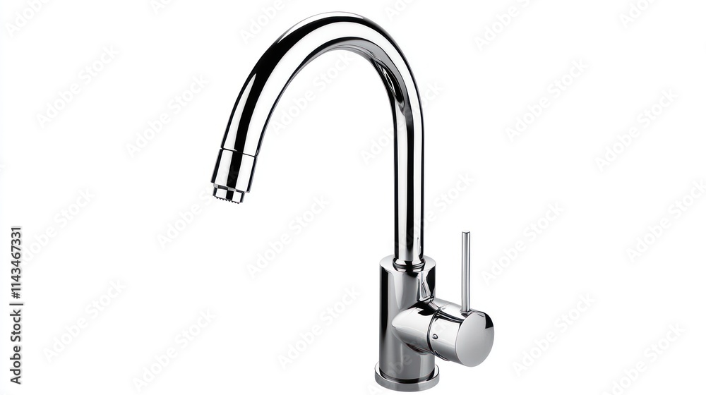 Modern chrome kitchen faucet with a sleek design. Modern chrome kitchen faucet with a sleek design.