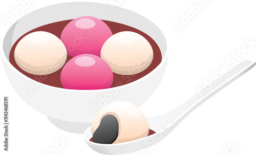 Sweet rice balls soup. Asian food for celebrating Chinese New Year's Eve, Mid-Autumn Festival or Lantern Festival