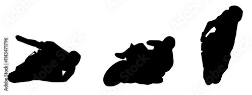 motorbike racer silhouette. isolated on white background vector illustration.