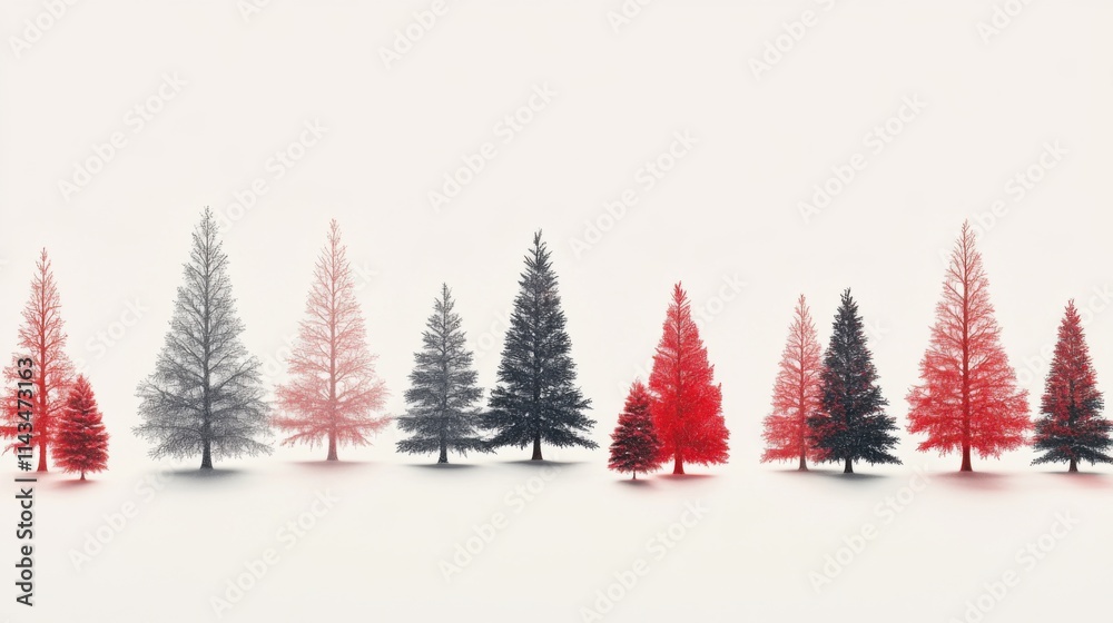 Obraz premium abstract christmas trees on white background