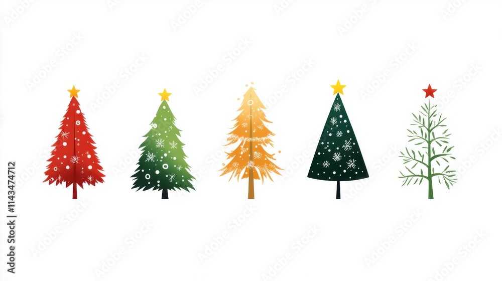 Obraz premium abstract christmas trees on white background
