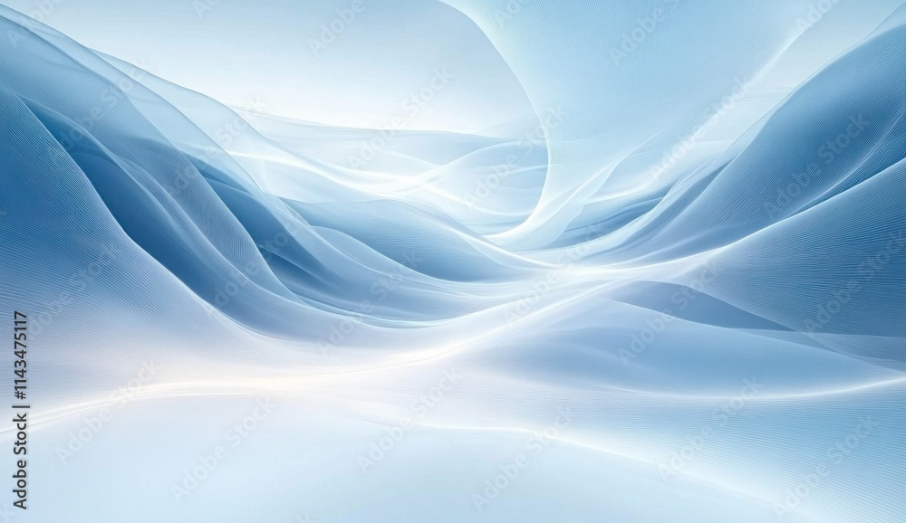Futuristic Abstract Minimalist Landscape with Soft Blue and White Tones
