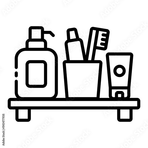 Bathroom toiletries outline icon representing essential personal care