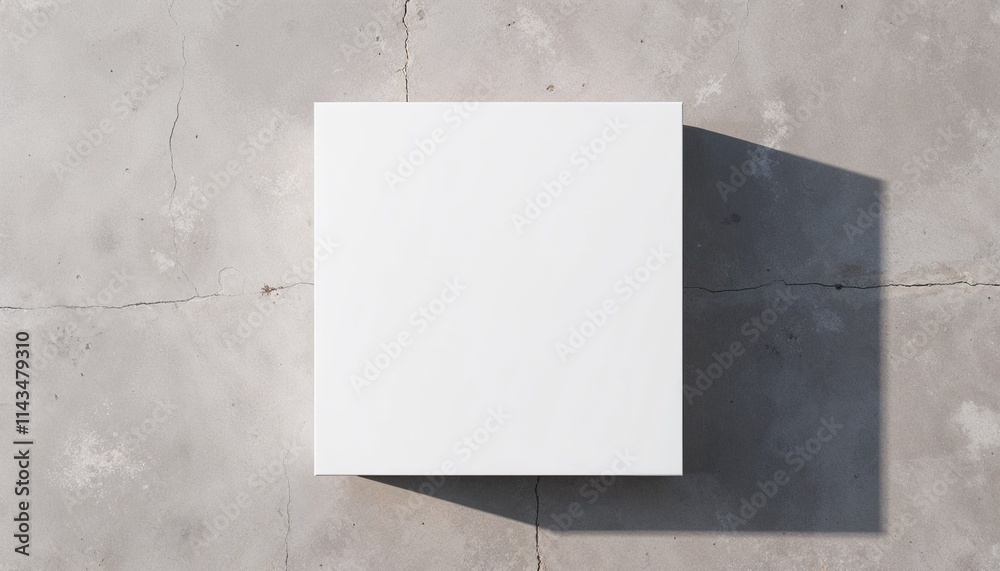 White flat box on cracked concrete surface outdoor White flat box on cracked concrete surface outdoor