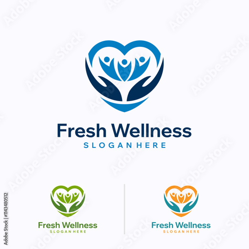 Fresh wellness logo design template. Human and love concept. Creative vector symbol.