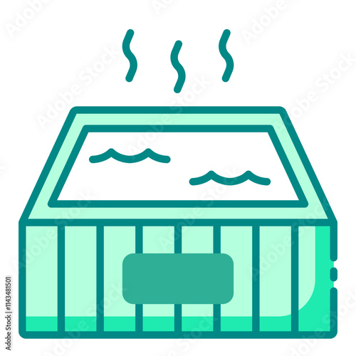 Hot tub green filled line icon for hotel spa areas offering relaxation