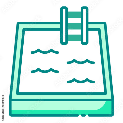 Swimming pool green filled line icon for leisure and recreation facilities