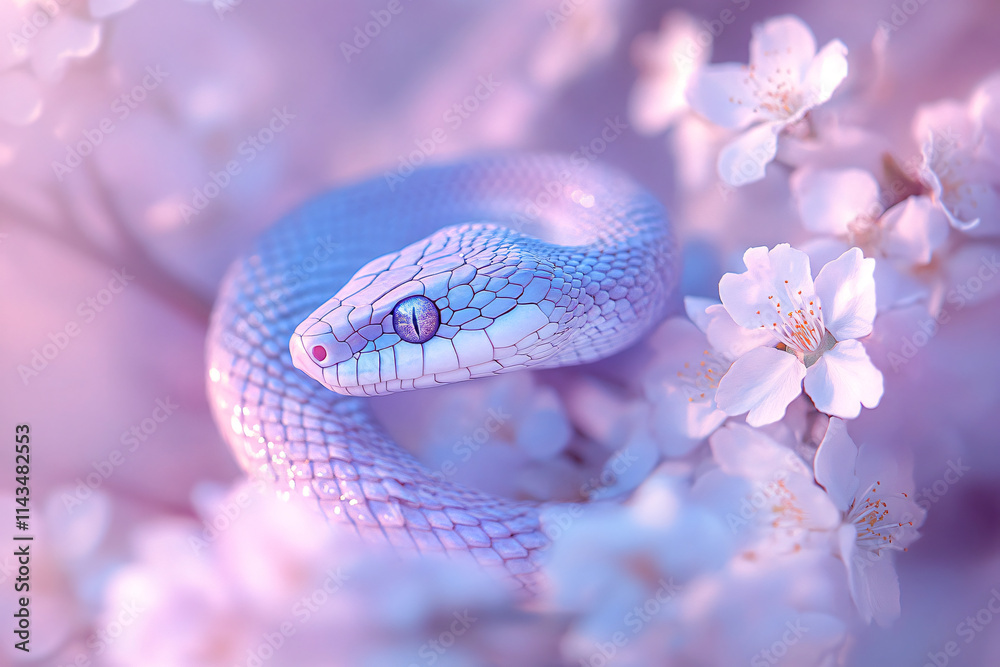 Fototapeta premium Background for 3d illustration of snake and flower elements