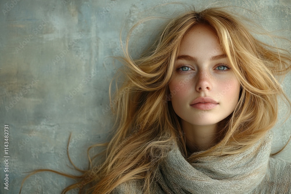 Blonde Woman Sitting on Sofa Portrait Looking at Camera Enjoying Leisure Time at Home Blonde Woman Sitting on Sofa Portrait Looking at Camera Enjoying Leisure Time at Home