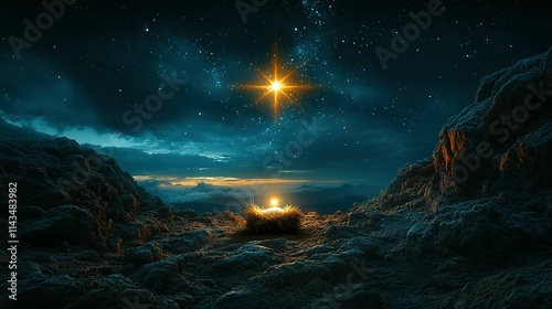 Illuminating Star Over Jesus' Manger: A Nativity Scene from Bethlehem