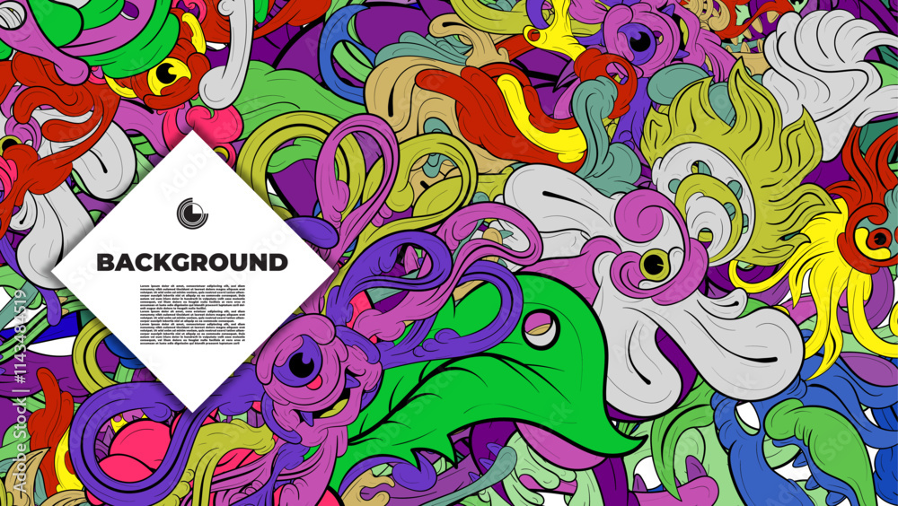 Obraz premium colorful psychedelic illustration for any design such as background, music festival, cover book , summer flayer, homepage, landing page.
