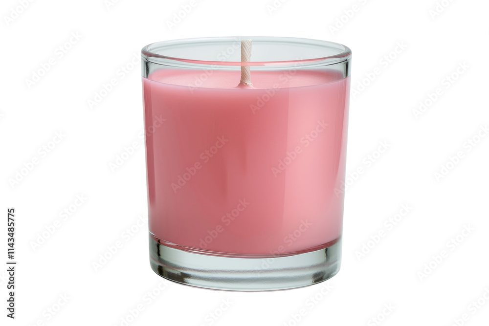 A pink candle in a glass