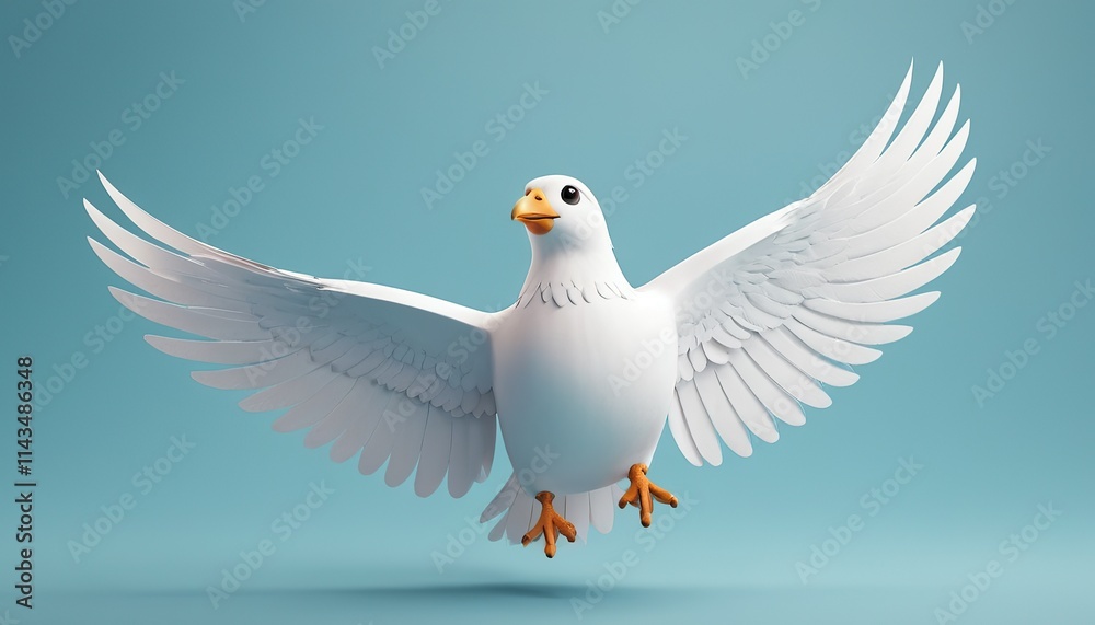 Fototapeta premium Close-up image of a white seagull flying against the blue sky 5