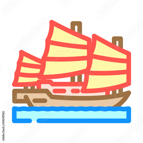 junk ancient ship color icon vector. junk ancient ship sign. isolated symbol illustration