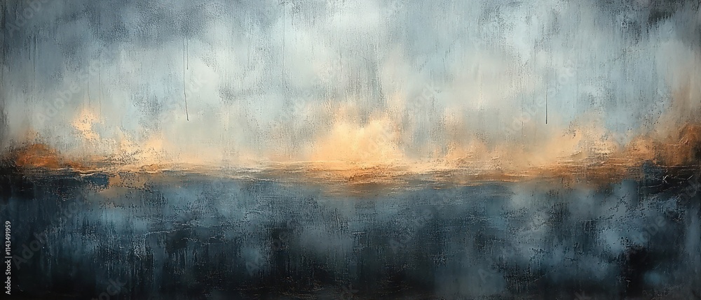 Textured Abstract Landscape Cool Warm Tones Soft Light Modern Impressionism Brushstrokes Layered Colors