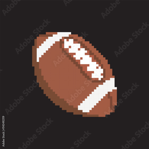 American football pixel art, vector illustration on isolated background.