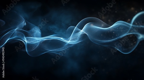 Swirling vividly blue smoke abstract 3D render art in a dark backdrop. AI Generated