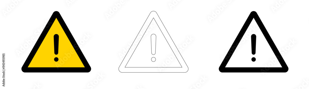Set of signage with exclamation marks in white, red, and black. Vector format. Set of signage with exclamation marks in white, red, and black. Vector format.