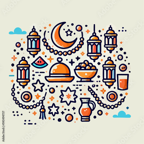illustration of Ramadan ornaments