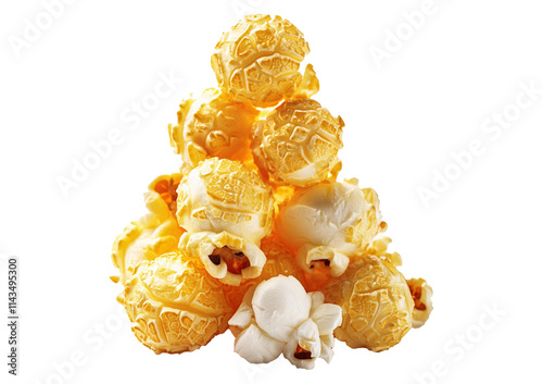 Heap of popcorn isolated on transparent and white background. photo