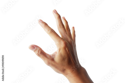 A man's hand in a gesture of reaching up to grab or hold something.