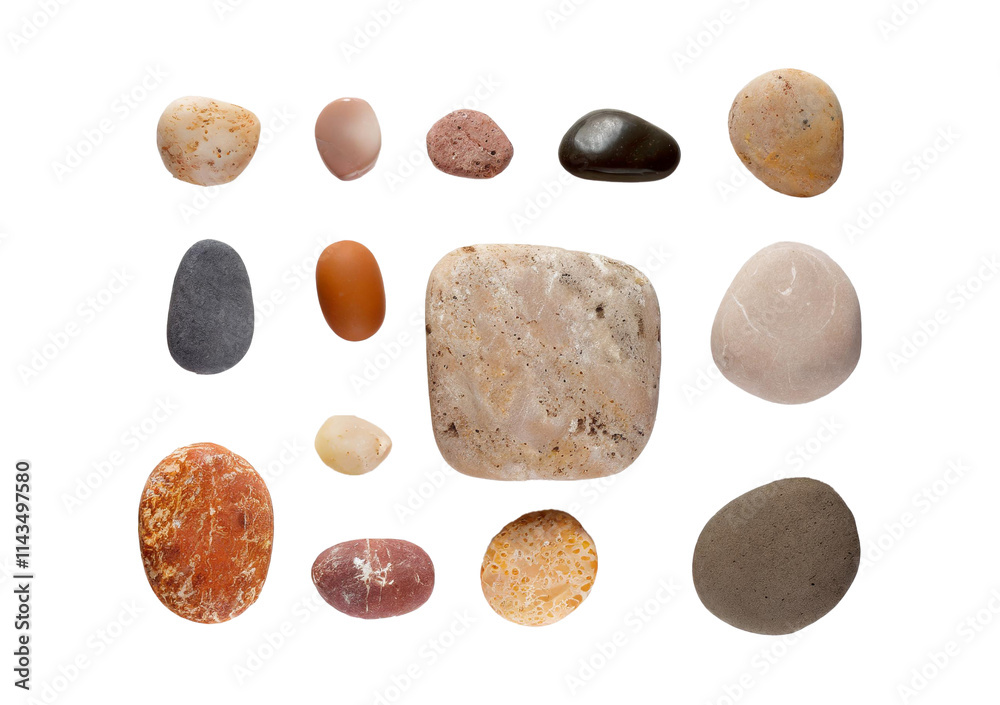 Set Smooth stone isolated on transparent or white background Set Smooth stone isolated on transparent or white background