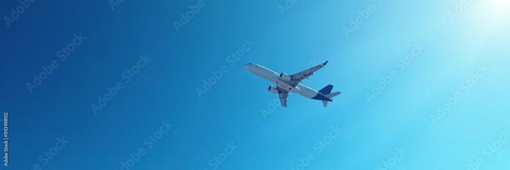 airplane banking to left and right while flying through the gradient blue sky, blue, flight, airplane airplane banking to left and right while flying through the gradient blue sky, blue, flight, airplane