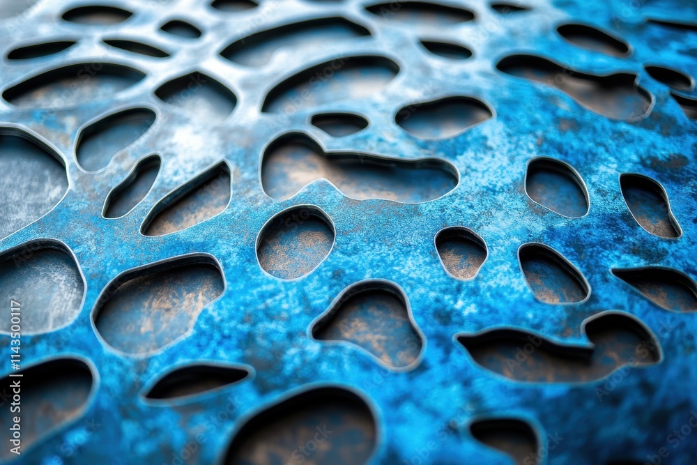Abstract blue metal texture with cut-out pattern. Ideal for backgrounds, tech, or design projects needing a unique, modern feel. Abstract blue metal texture with cut-out pattern. Ideal for backgrounds, tech, or design projects needing a unique, modern feel.