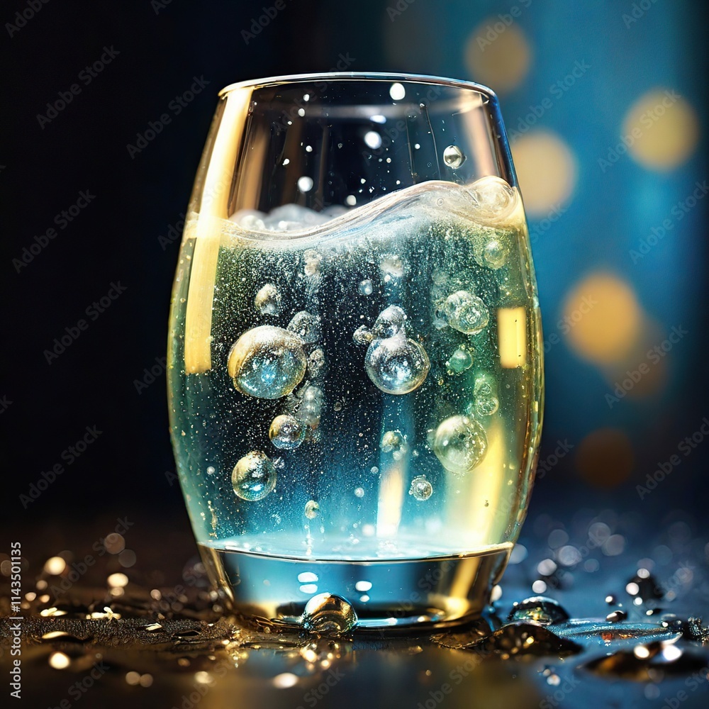 glass of water with christmas decorations glass of water with christmas decorations