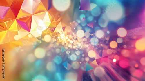 Abstract Colorful Geometric Shapes and Lights Background