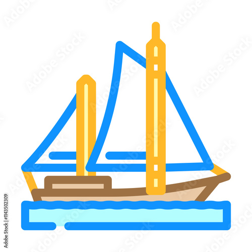 ketch ancient ship color icon vector. ketch ancient ship sign. isolated symbol illustration