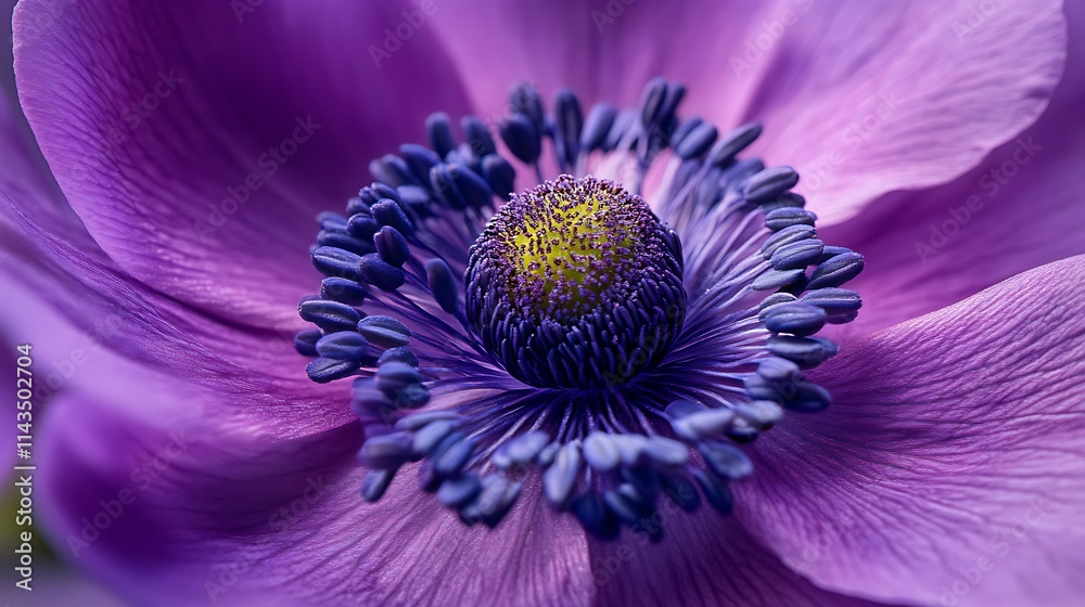Obraz premium Intensely purple flower blooms closeup in natural light photo. AI Generated