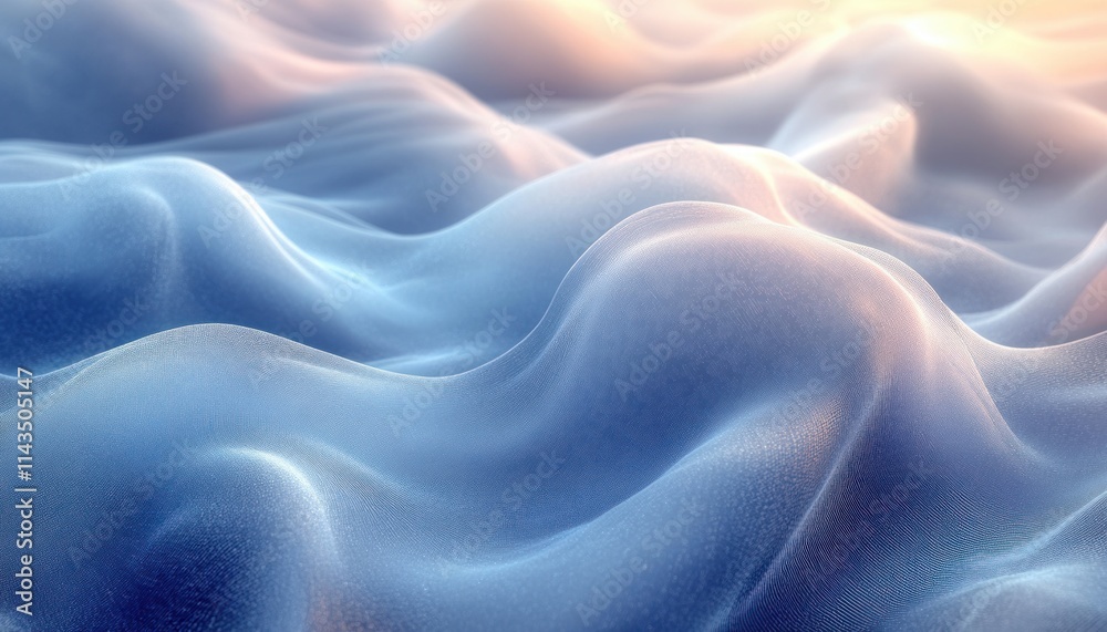 Abstract Flowing Waves Background in Soft Blue and White Minimalism Design