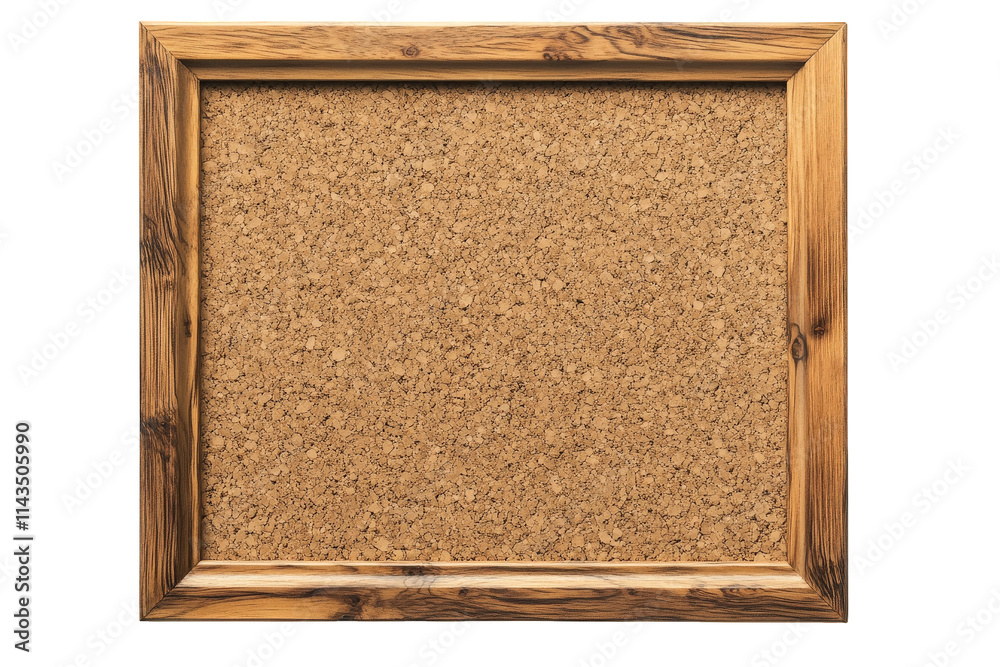 Fototapeta premium a cork board with a wooden frame. isolated on a transparent background. ready to be used for notes. memos. or reminders
