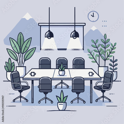 interior of a office illustration