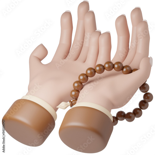 Pray With Beads 3D Icon photo