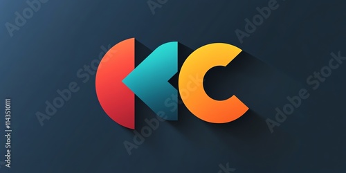 A colorful logo design featuring overlapping shapes and shadows. photo