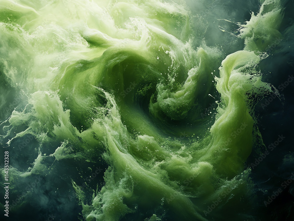 A swirling mass of green liquid resembling turbulent water or abstract smoke. A swirling mass of green liquid resembling turbulent water or abstract smoke.