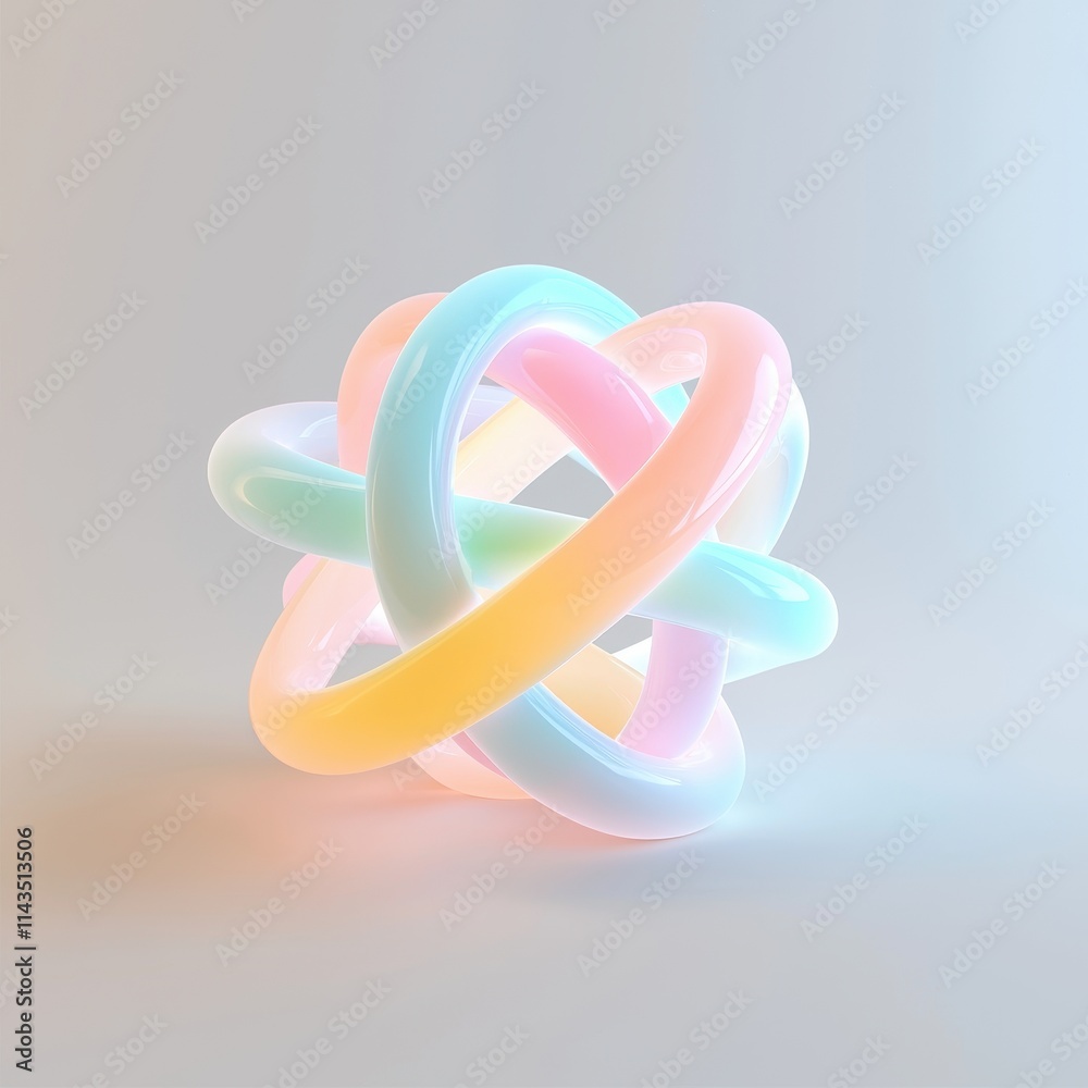 Colorful Abstract Twisted Shape with Pastel Hues and Soft Glow Colorful Abstract Twisted Shape with Pastel Hues and Soft Glow